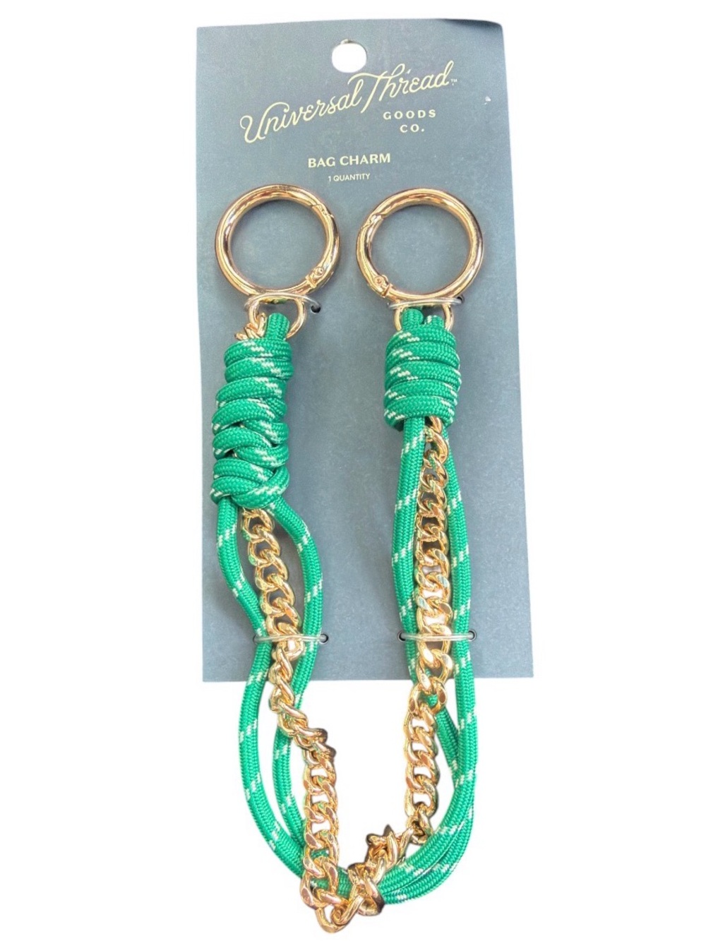 Universal Thread Green and Gold Double-Strand Bag Charm Holder Charm